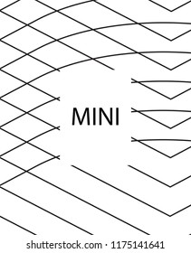 Geometric background design in simple colors. Minimal vector backdrop. Black White monochrome poster. Linear monochrome layout. Abstract line pattern cover. Trendy thin lines cover design.