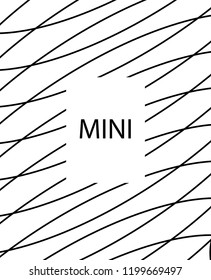 Geometric background design in simple colors. Minimal vector backdrop. Black White monochrome poster. Linear monochrome layout. Abstract line pattern cover. Trendy thin lines cover design.