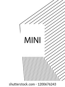 Geometric background design in simple colors. Minimal vector backdrop. Black White monochrome poster. Linear monochrome layout. Abstract line pattern cover. Trendy thin lines cover design.