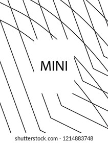 Geometric background design in simple colors. Minimal vector backdrop. Black White monochrome poster. Graphic backdrop for print. Abstract line pattern cover. Simple minimal cover design.