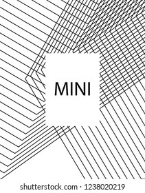 Geometric background design in simple colors. Minimal vector backdrop. Black White monochrome poster. Linear monochrome layout. Abstract line pattern cover. Simple minimal cover design.
