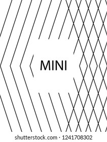 Geometric background design in simple colors. Minimal vector backdrop. Black White monochrome poster. Graphic backdrop for print. Abstract line pattern cover. Simple minimal cover design.