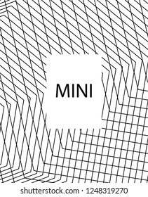 Geometric background design in simple colors. Minimal vector backdrop. Black White monochrome poster. Linear monochrome layout. Vector flat minimal cover template. Trendy thin lines cover design.