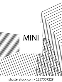 Geometric background design in simple colors. Minimal vector backdrop. Black White monochrome poster. Linear monochrome layout. Abstract line pattern cover. Simple minimal cover design.