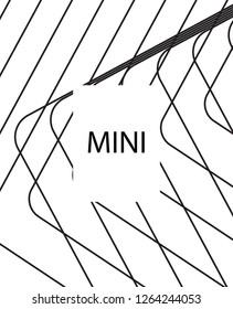 Geometric background design in simple colors. Minimal vector backdrop. Black White monochrome poster. Linear monochrome layout. Abstract line pattern cover. Simple minimal cover design.