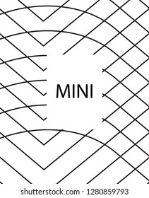 Geometric background design in simple colors. Minimal vector backdrop. Black White monochrome poster. Linear monochrome layout. Abstract line pattern cover. Simple minimal cover design.