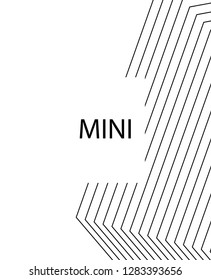 Geometric background design in simple colors. Minimal vector backdrop. Black White monochrome poster. Graphic backdrop for print. Abstract line pattern cover. Trendy thin lines cover design.