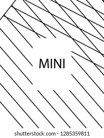 Geometric background design in simple colors. Minimal vector backdrop. Black White monochrome poster. Linear monochrome layout. Abstract line pattern cover. Simple minimal cover design.
