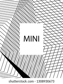 Geometric background design in simple colors. Minimal vector backdrop. Black White monochrome poster. Linear monochrome layout. Vector flat minimal cover template. Trendy thin lines cover design.