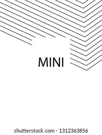 Geometric background design in simple colors. Minimal vector backdrop. Black White monochrome poster. Graphic backdrop for print. Abstract line pattern cover. Trendy thin lines cover design.
