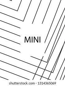 Geometric background design in simple colors. Minimal vector backdrop. Black White monochrome poster. Linear monochrome layout. Abstract line pattern cover. Trendy thin lines cover design.