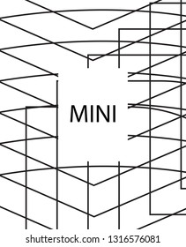 Geometric background design in simple colors. Minimal vector backdrop. Black White monochrome poster. Linear monochrome layout. Abstract line pattern cover. Trendy thin lines cover design.