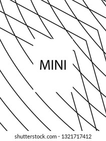 Geometric background design in simple colors. Minimal vector backdrop. Black White monochrome poster. Graphic backdrop for print. Abstract line pattern cover. Simple minimal cover design.