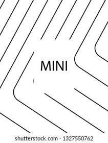 Geometric background design in simple colors. Minimal vector backdrop. Black White monochrome poster. Graphic backdrop for print. Abstract line pattern cover. Trendy thin lines cover design.