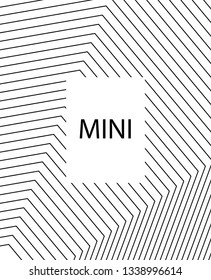 Geometric background design in simple colors. Minimal vector backdrop. Black White monochrome poster. Graphic backdrop for print. Abstract line pattern cover. Trendy thin lines cover design.