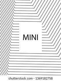 Geometric background design in simple colors. Minimal vector backdrop. Black White monochrome poster. Graphic backdrop for print. Abstract line pattern cover. Trendy thin lines cover design.