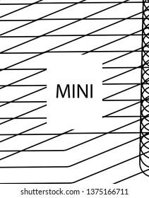Geometric background design in simple colors. Minimal vector backdrop. Black White monochrome poster. Linear monochrome layout. Abstract line pattern cover. Trendy thin lines cover design.
