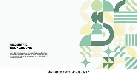 geometric background design with soft green, cream and dark green. use for bussines, certificate, banner, background, template, and others.