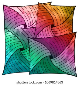 Geometric background. Designed in the style of Doodle, spots, and wavy curves, manual elements and crooked squares. Fun bright pattern. Endless texture. vector.