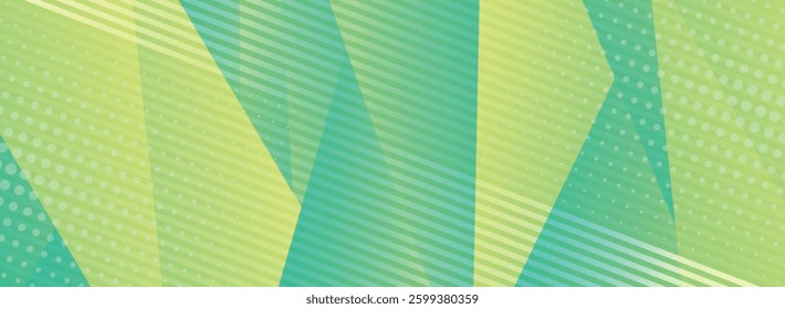 Geometric background with diagonal stripes and halftone dots. 