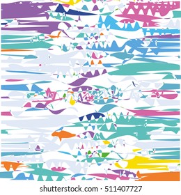Geometric background with different pieces of colorful paper. Vector card template for postcard, invitations, scrap-booking, calendars, printed, textiles, wrapping, website etc.Vector illustration