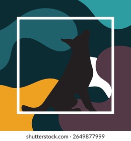 Geometric background of dog silhouette with abstract style vector illustration