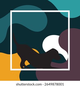 Geometric background of dog silhouette with abstract style vector illustration