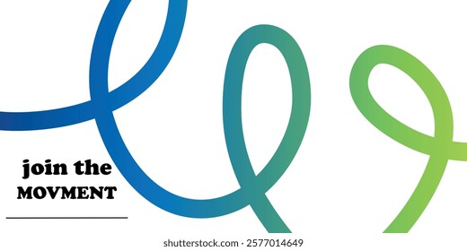 Geometric Background with Dynamic Blue and Green Line Shapes. Vector Pattern with Squiggle Gradient Element. 