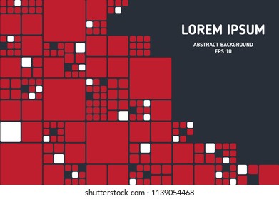 Geometric background. Dynamic shapes composition. Red and white rectangles composition. Vector illustration. Eps 10.