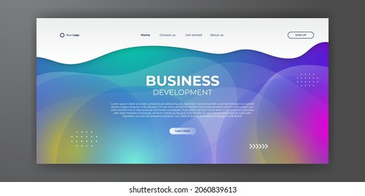 Geometric background with dynamic shapes composition for landing page web template. Landing page background template design with modern shape and simple technology concept