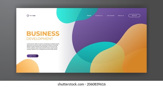 Geometric background with dynamic shapes composition for landing page web template. Landing page background template design with modern shape and simple technology concept