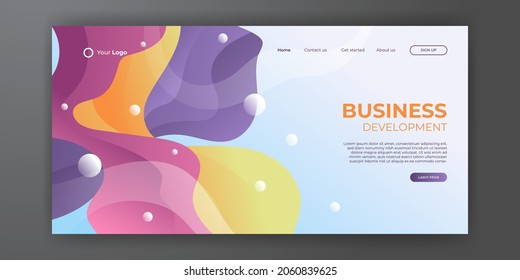 Geometric background with dynamic shapes composition for landing page web template. Landing page background template design with modern shape and simple technology concept