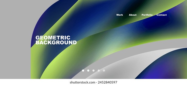 A geometric background with electric blue and green waves resembling terrestrial plant elements on a gray backdrop. Perfect for macro photography or art projects with a touch of nature