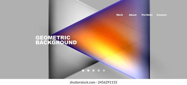 The geometric background features a triangle in electric blue surrounded by tints and shades. The design also includes circles, rectangles, and hints of magenta for a dynamic display on any device