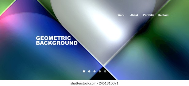 A geometric background featuring a blurred image of a sphere, set against an electric blue sky. The image resembles a liquid display device, capturing a macro photography event