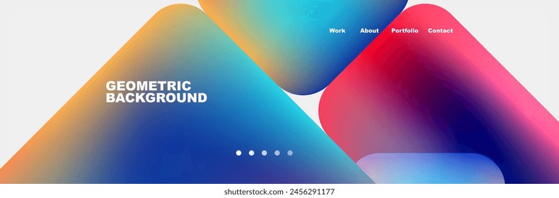 A geometric background featuring colorful triangles in Electric blue, Magenta, and Azure shades on a white backdrop, perfect for graphics and macro photography