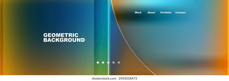 A geometric background featuring gradients of azure, sky blue, and orange. Closeup macro photography of circles and rectangles in electric blue and aqua, perfect for branding