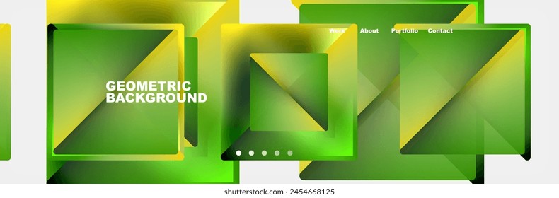 Ein geometrischer Hintergrund mit grünen und gelben Quadraten auf weißem Hintergrund. Ideal für Office-Anwendungssoftware, Anzeigegeräte oder Fotografie-Projekte mit Makros