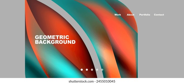 A geometric background featuring orange and green waves on a gray background, resembling an automotive tire pattern, with hints of electric blue