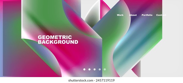 A geometric background featuring a rainbow of colors resembling flower petals. The pattern includes magenta hues in a closeup view, inspired by botanical elements