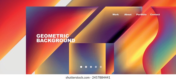 Un fondo geométrico con un arco iris de colores que incluye azul eléctrico, naranja, magenta y ámbar. Perfecto para dispositivos de visualización de iluminación automotriz y aparatos electrónicos