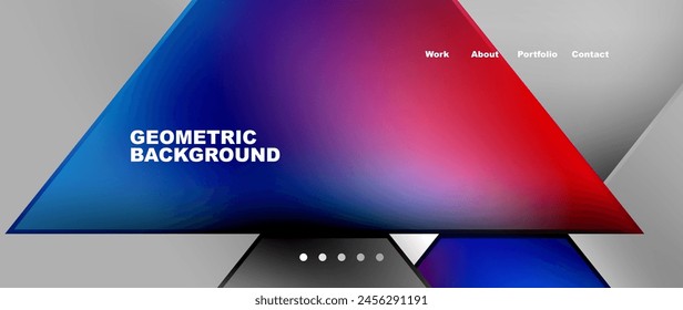 A geometric background featuring red, blue, and black triangles on a gray background, suitable for display on a gadget or communication device with tints and shades of electric blue and magenta