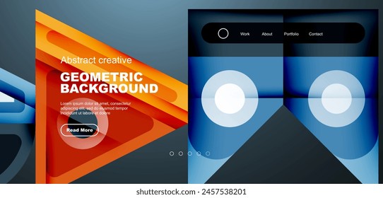 A geometric background featuring triangles and circles in electric blue hues, perfect for electronic device screens. Includes rectangles for a modern touch, ideal for multimedia brand themes