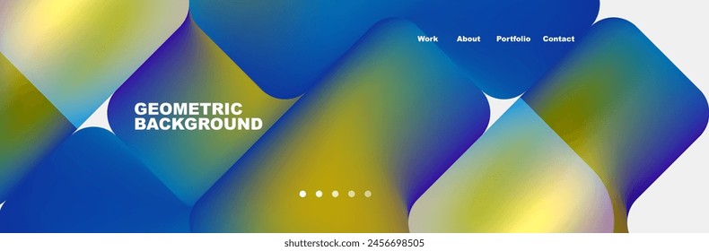 A geometric background featuring yellow triangles and electric blue rectangles on a white backdrop, inspired by air travel technology and the skys horizon. Perfect for advertising with a sleek font