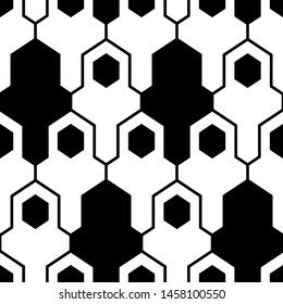 Geometric background. Figures, hexagons pattern. Geometrical wallpaper. Simple shapes backdrop. Polygons motif. Digital paper, abstract. Seamless ornament. Vector.