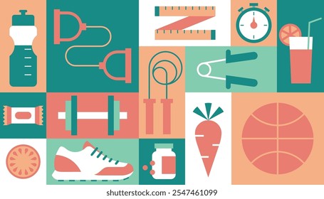 Geometric background fitness sport healthy life vector