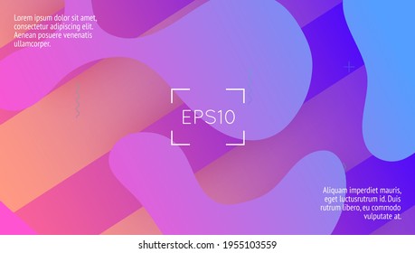 Fondo geométrico. Página de aterrizaje plano. Composición horizontal. Volante Color Moderno. Tapa azul brillante. Diseño de la neón. Página Memphis. Formas futuristas. Fondo Geométrico Lilac