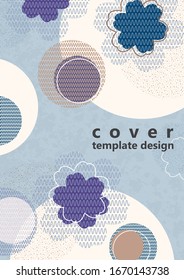 Fondo geométrico, flores y círculos de líneas onduladas, puntos, partículas. Tonos pasteles. Diseño para tarjetas, portadas, banners, publicidad. Elementos orientales. Ilustración del vector