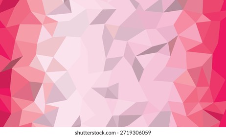 Un fondo geométrico está formado por Formas poligonales en varios tonos de rosa y púrpura, creando una textura de poli baja.