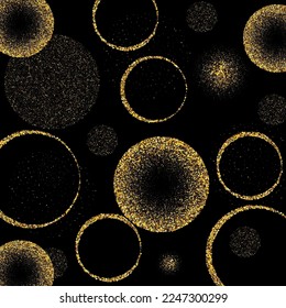 Geometric background of gold dust particles in the form of circles vector, beautiful element for brochure template, poster